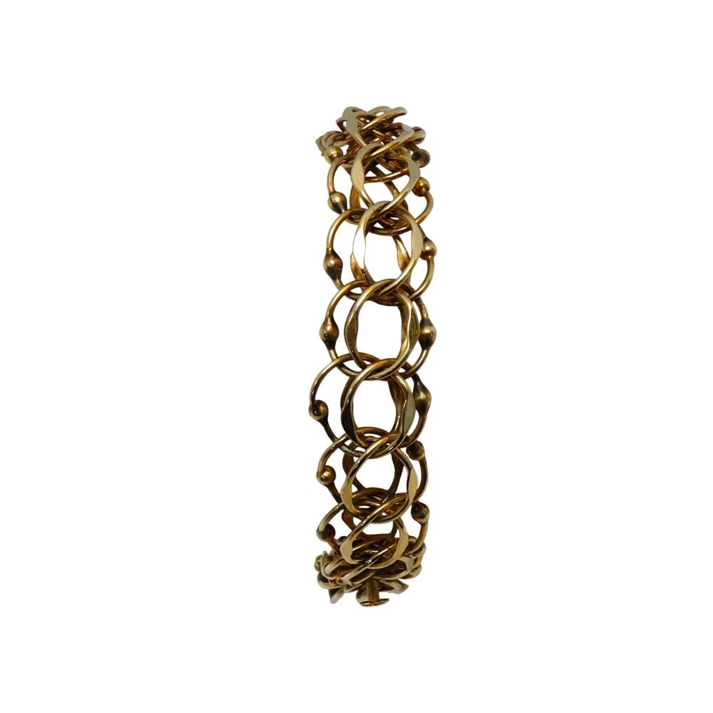 Vintage 14K Gold Fancy Open Link Bracelet 21g 8" Estate Jewelry
